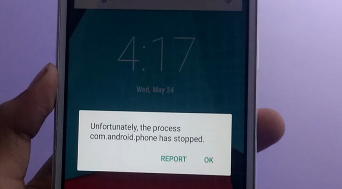 Unfortunately, the process com.android.phone has stopped