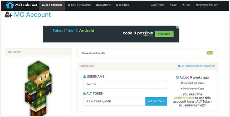 Mcleaks. Alt-аккаунт. MCLEAKS аккаунты. Альт аккаунт. MCLEAKS alt token.