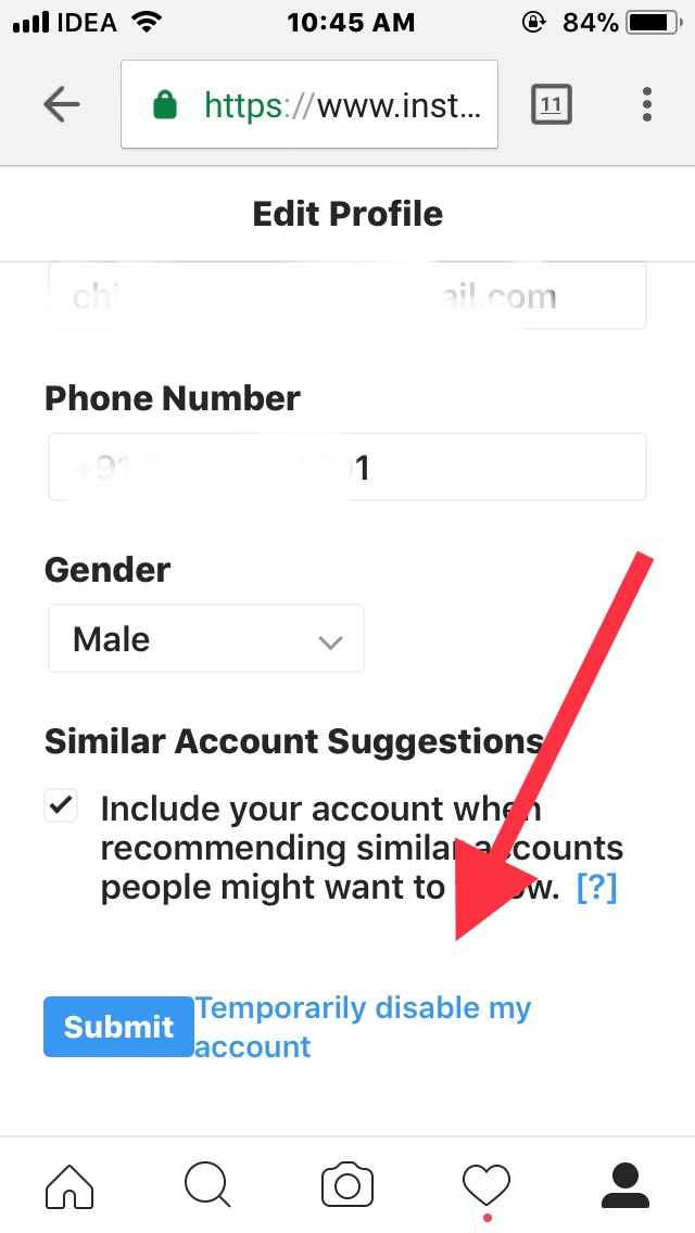 how to delete instagram account on iphone