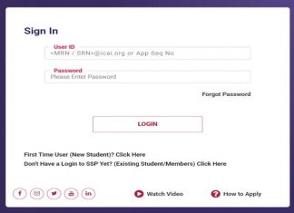 SSP Portal ICAI log in
