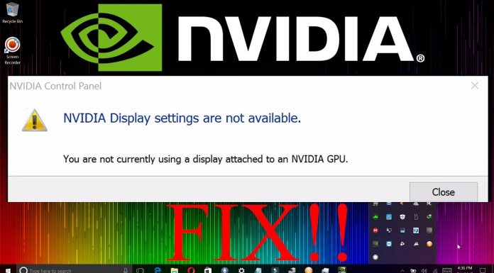 NVIDIA Display Settings Are Not Available